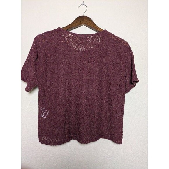 Joe Boxer Burgundy Lace Sheer Crop Top Size Large Whimsigoth Grunge Romantic - Picture 6 of 9